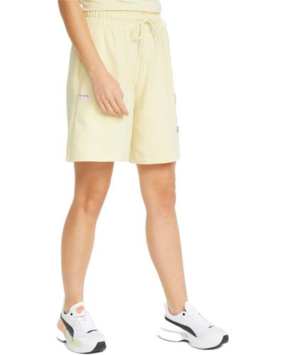 PUMA High Waist Colorblock Longline 8" Shorts - Yellow