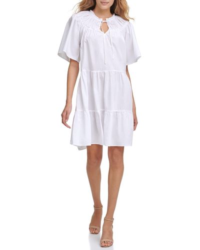 Kensie Lace Shirt Dress - White