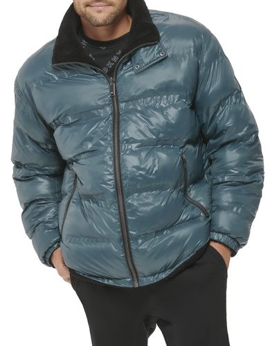 DKNY Reversible Sherpa Puffer Jacket - Blue