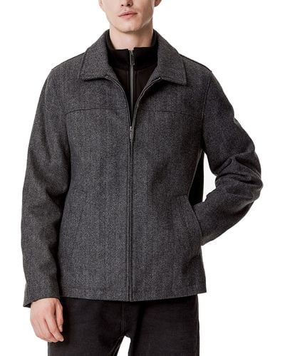 Dockers Wool Blend Open Bottom Jacket With Quilted Bib - Gray