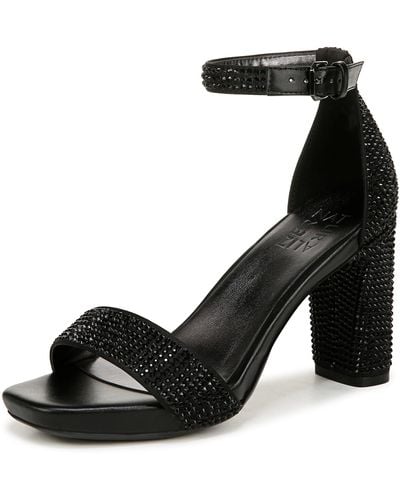 Naturalizer S Joy Ankle Strap Heeled Dress Sandal Black Glitz 7.5 W