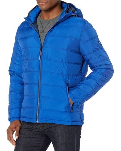 London Fog Mens Puffer Quilted Jacket - Blue