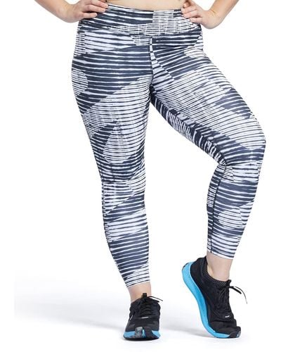 Core 10 By Reebok Lux 2.0 Mid-rise All Over Print Leggings - Blue