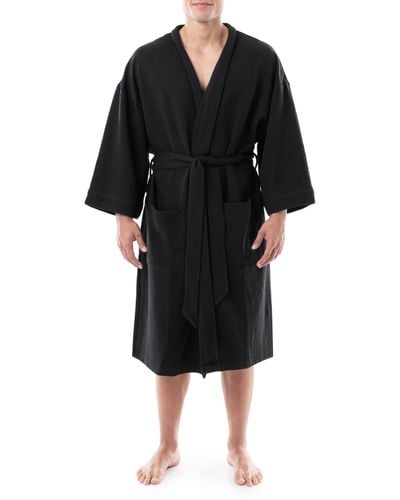 Izod Quilted Kimono Robe - Black
