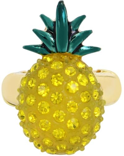 Betsey Johnson S Pineapple Cocktail Stretch Ring - Yellow