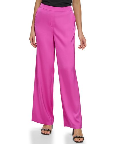 Calvin Klein Pull On Flowy Elevated Smocked Waist Pant - Pink