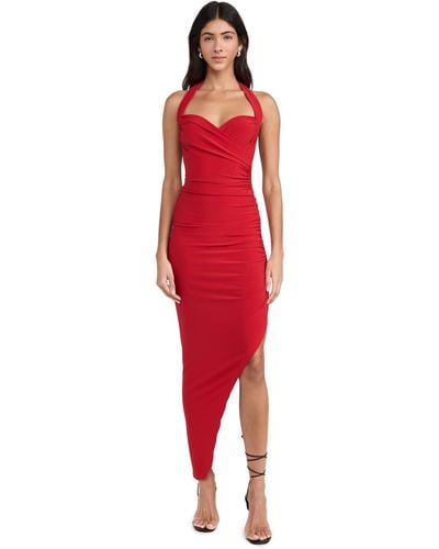 Norma Kamali Cayla Side Drape Gown - Red