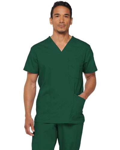 Dickies Big & Tall V-neck Scrub Double Chest Pocket Top - Green