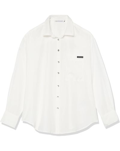 Calvin Klein Hemd mit geteiltem Saum - Weiß