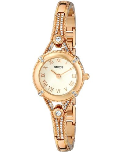 Guess Petite Vintage Inspired Gold-tone Crystal Bracelet Watch With Self-adjustable Links. Color: Gold-tone - Natural