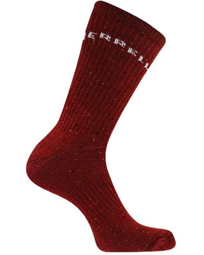Merrell Adult's Speckled Wool Blend Crew Socks-1 Pair Pack- Moisture Wicking - Red