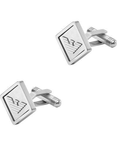 Emporio Armani Silver Stainless Steel Cufflinks - White