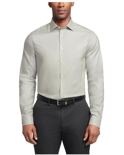 Calvin Klein Dress Shirt Regular Fit Non Iron Stretch Stripe - Gray
