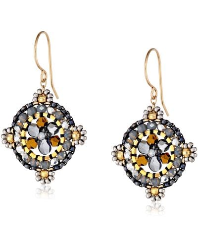 Miguel Ases Swarovski Centric Gray Drop Earrings