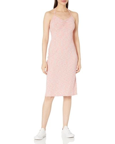 Volcom Race 2 Space Fitted Midi Length Halter Dress - Pink