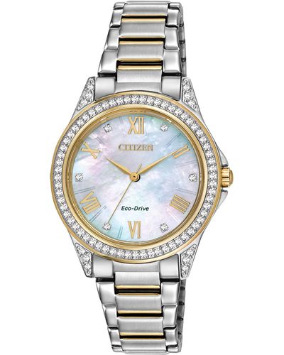 Citizen Eco-drive Dress Classic Crystal Watch In Two-tone Stainless Steel - Metallic