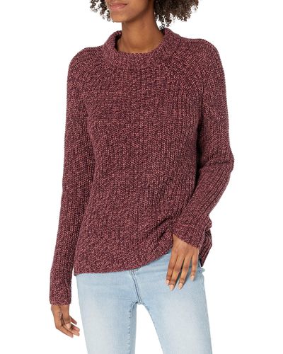 Goodthreads Relaxed-fit Cotton Shaker Stitch Mock Neck Sweater - Red