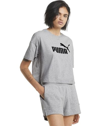 PUMA Essentials Logo Cropped T-shirt Women - Gray