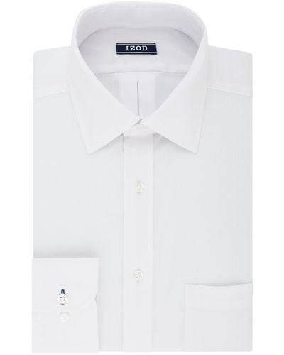 Izod Mens Regular Fit Stretch Solid Spread Collar Dress Shirt - White