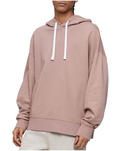 Calvin Klein Relaxed Fit Garment-dyed Logo French Terry Hoodie - Pink