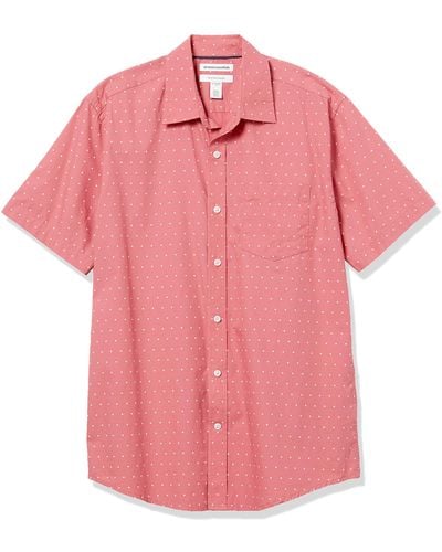 Amazon Essentials Short-Sleeve Regular-Fit Casual Poplin Shirt Button-Down-Shirts - Rosa