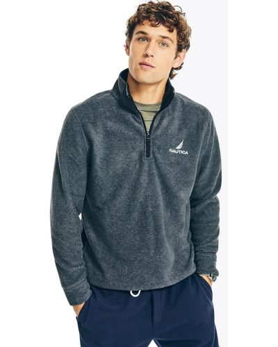 Nautica Solid 1/4 Zip Fleece Sweatshirt - Gray