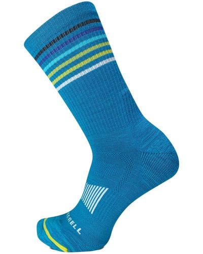 Merrell Men's And -women's Zoned Lightweight Cushion Wool Hiking Crew Socks-1 Pair Pack-breathable Arch Support - Blue