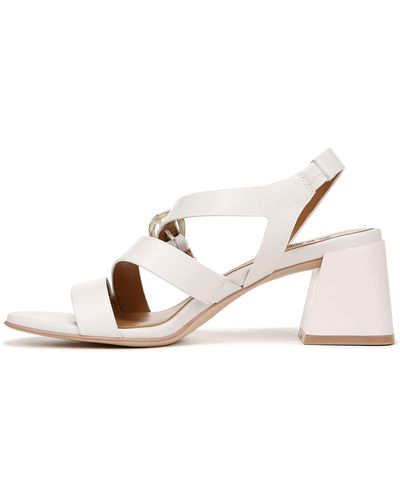 Naturalizer S Veva Strappy Chunky Heel Sandals Warm White Leather 8 W - Natural