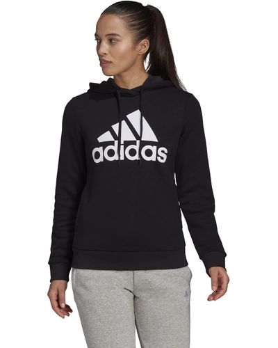 adidas Essentials Logo Fleece Hoodie (plus Size) - Black