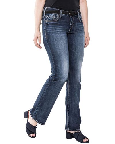 Perry Ellis Silver Jeans Co. Plus Size Suki Mid Rise Slim Bootcut Jeans - Blue