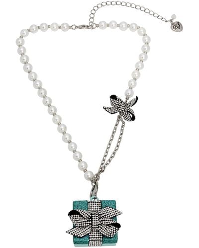 Betsey Johnson S Present Pearl Convertible Ornament Necklace - Metallic