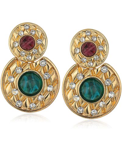 Ben-Amun Swarovski Crystal Dutchess Gold-plated Drop Post Earrings - Blue