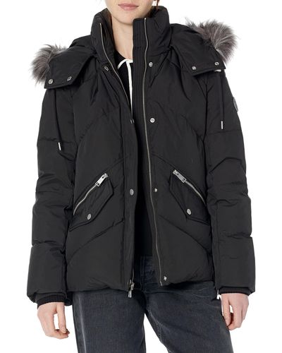 Andrew Marc Marc New York By Luxurious Dtm Faux Fur Trimmed Hood Puffer Coat - Black