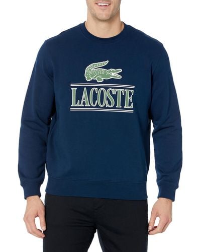 Lacoste Large Croc Graphic Crew Neck Sweatshirt - Blue