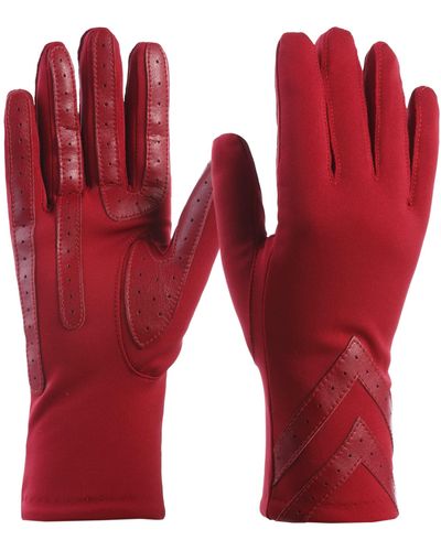 Isotoner S Spandex Touchscreen Cold Weather With Warm Fleece Lining And Chevron Details Gloves - Red