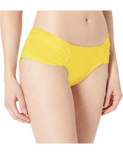 Rachel Roy Womens Rusched Side Swim Bikini Bottoms - Yellow