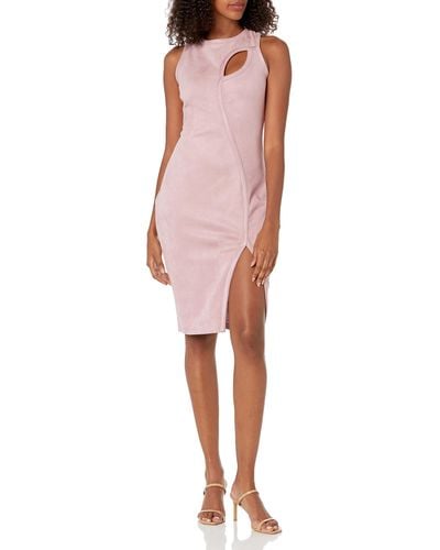 Guess Fitted Cutout Tank Dress With Slit - Pink