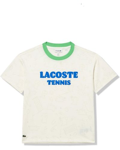 Lacoste Short Sleeve Crew Neck Oversized Tennis Playing Croc W/large Writing Tee Shirt - Multicolor