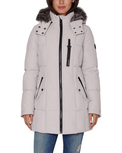 Nautica Heavyweight Puffer Jacket With Faux Fur Lined Hood - Gray