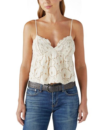 Lucky Brand Lace Skinny Strap Tank Top - Blue
