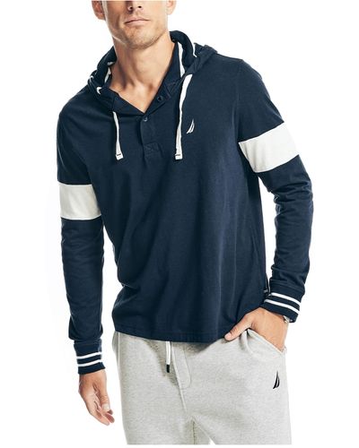 Nautica Mens Sustainably Crafted Rugby Hoodie - Blue