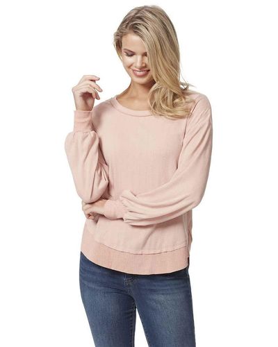 Jessica Simpson S Ribbed Crew Neck Pullover Top Pink Xl - Natural
