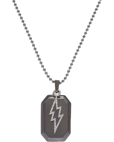 Steve Madden Bolt Dog Tag Pendant Necklace - Metallic