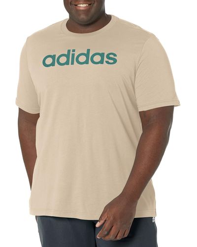 adidas Essentials Single Jersey Linear Embroidered Logo T - Natural
