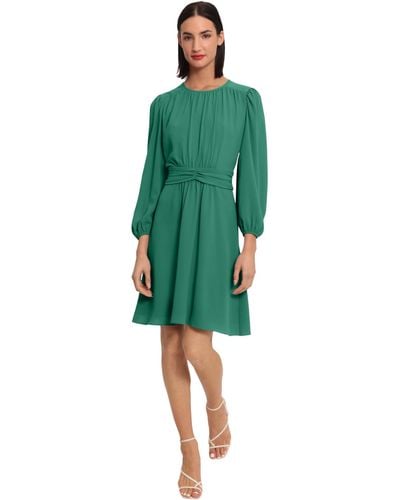 Donna Morgan Long Sleeve Twist Waist Dress - Green