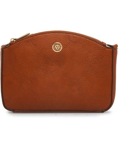 Anne Klein Perf Ring Logo Triple Compartment Crossbody - Brown