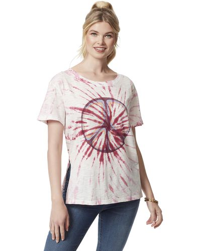 Jessica Simpson Womens Chelsea Side Slit Graphic Tee T Shirt - Pink