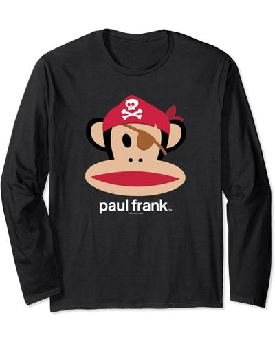 Paul Frank Halloween Julius Pirate Monkey Logo Long Sleeve T-shirt - Black