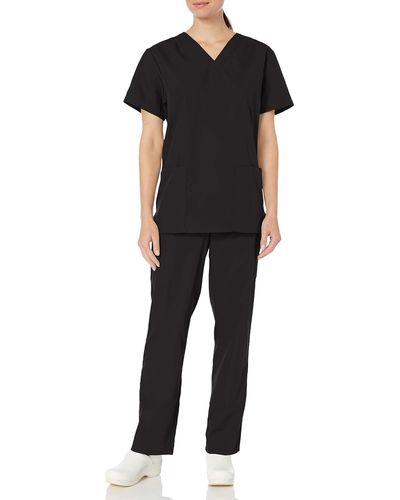 CHEROKEE Adult's Plus Size Top And Scrub Pant Set - Black