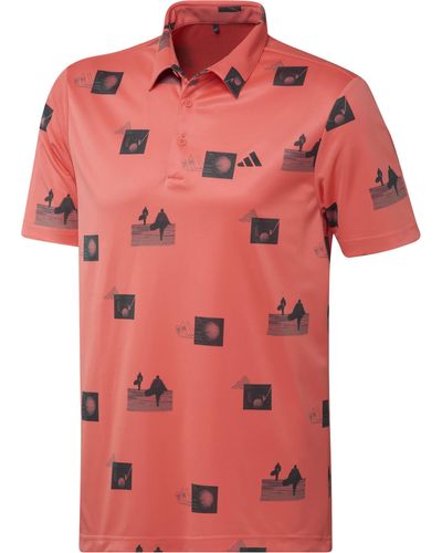 adidas Allover Printed Polo Shirt - Pink